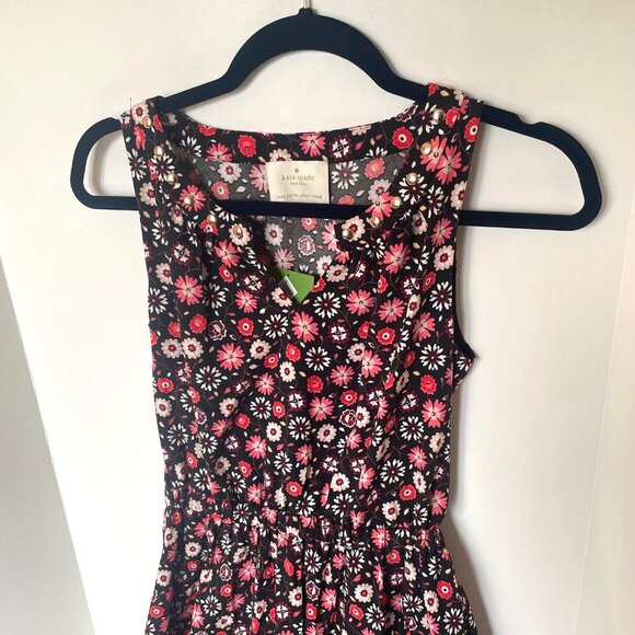 Kate Spade Fit Flare Dress Extra Small XS Sleeveless V-Neck Floral Knee Length - Picture 5 of 12